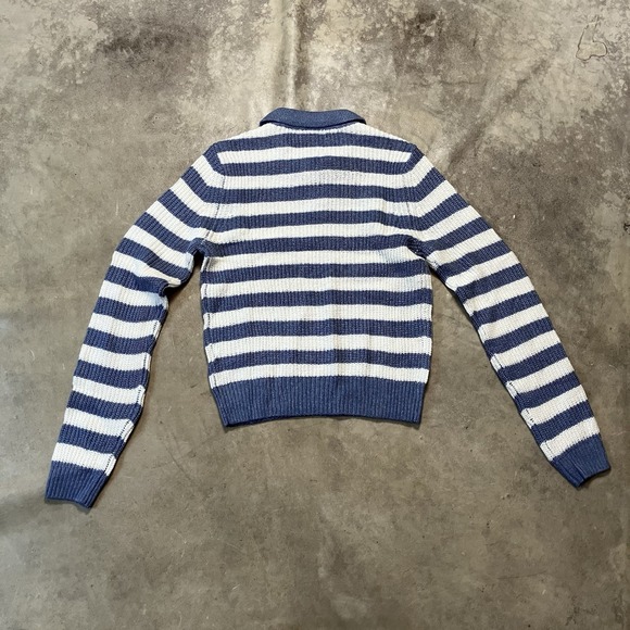 American Eagle Sweater‎ Womens Size Small Blue White Striped Collared Preppy - Picture 4 of 10